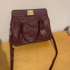 Michael Kors Deep Red Leather Satchel
